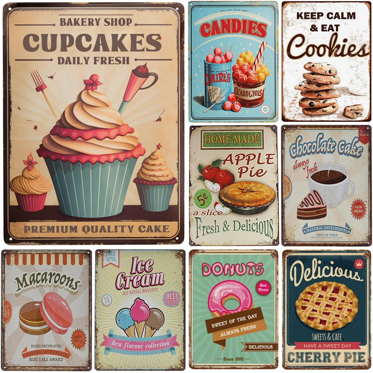 Kitchen Set Bakery - Ensemble de décorations murales vintage en