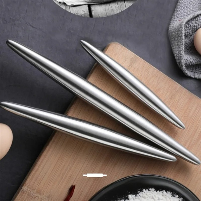 Kitchen Baking Utensils - Rouleau à pâtisserie en acier inoxydable,