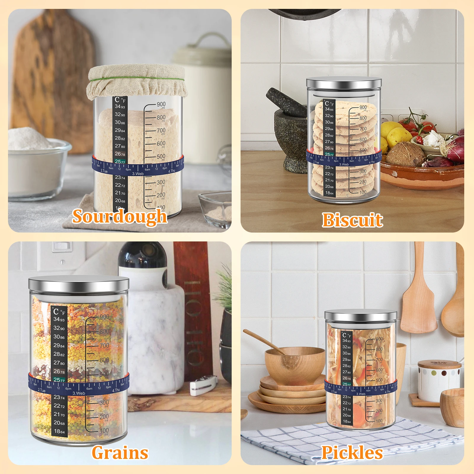 Kitchen Baking Soda - Pot en verre transparent de 900